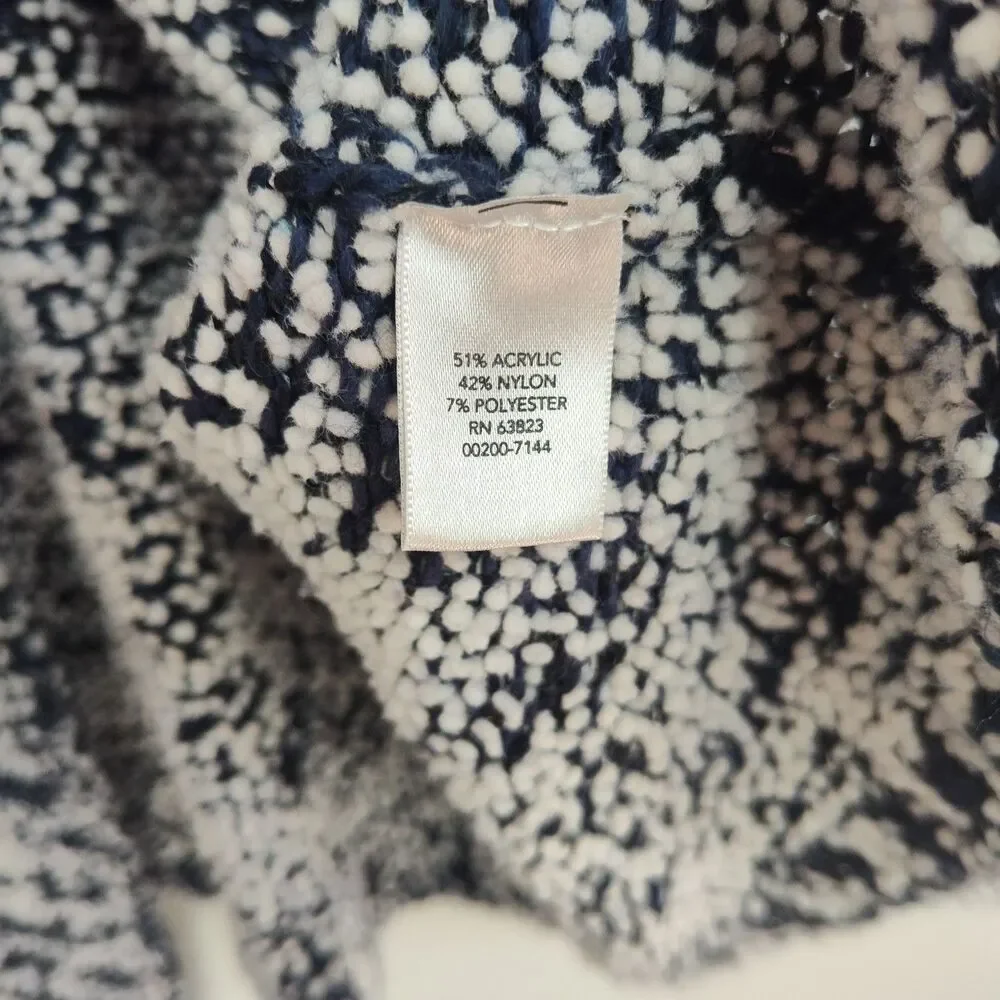 CJ Banks Cardigan Sweater Women's 3X Blue/White Textured One Button Short Sleeve - Picture 6 of 7